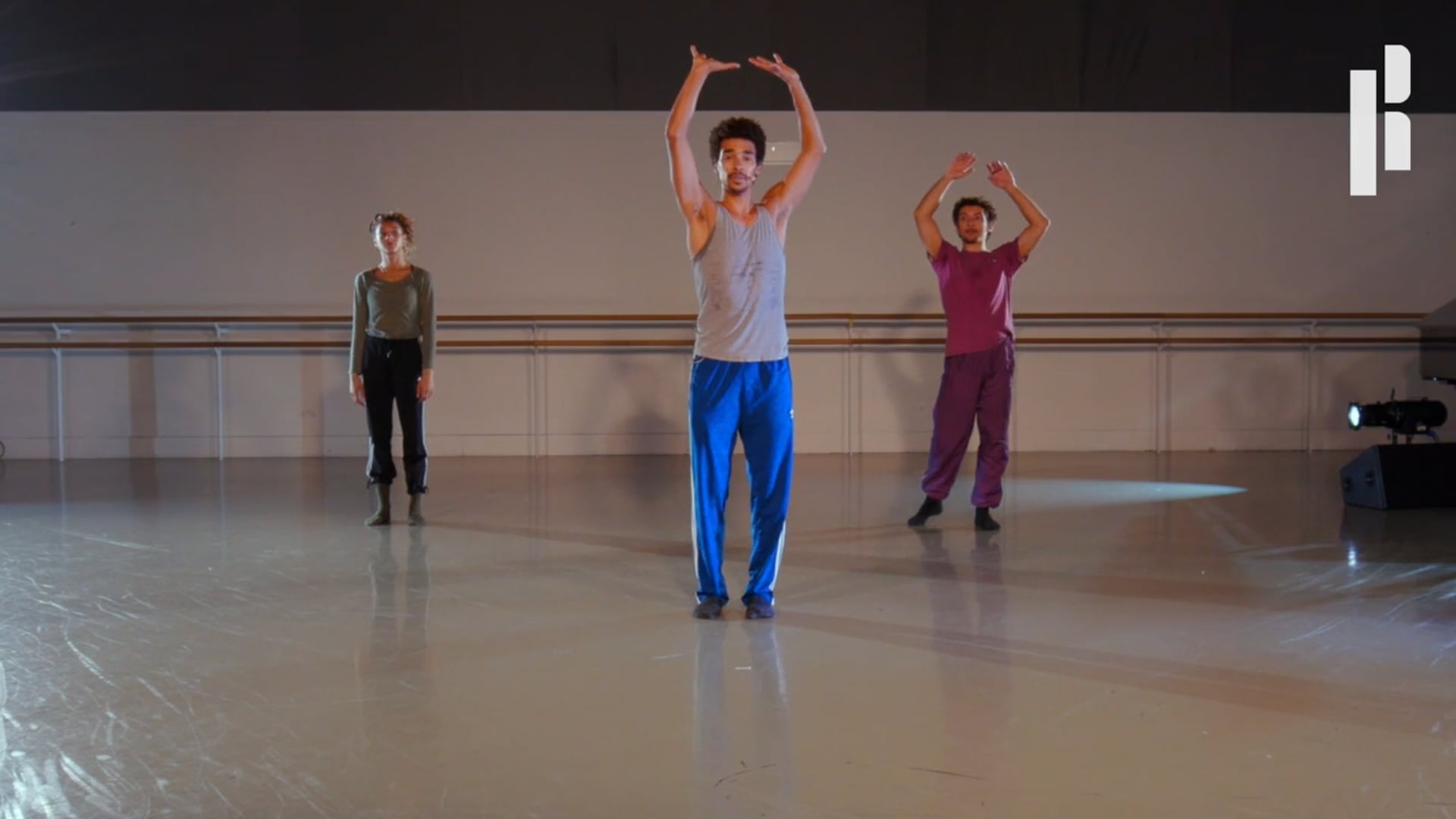 A group of dancers in a dance studio.
