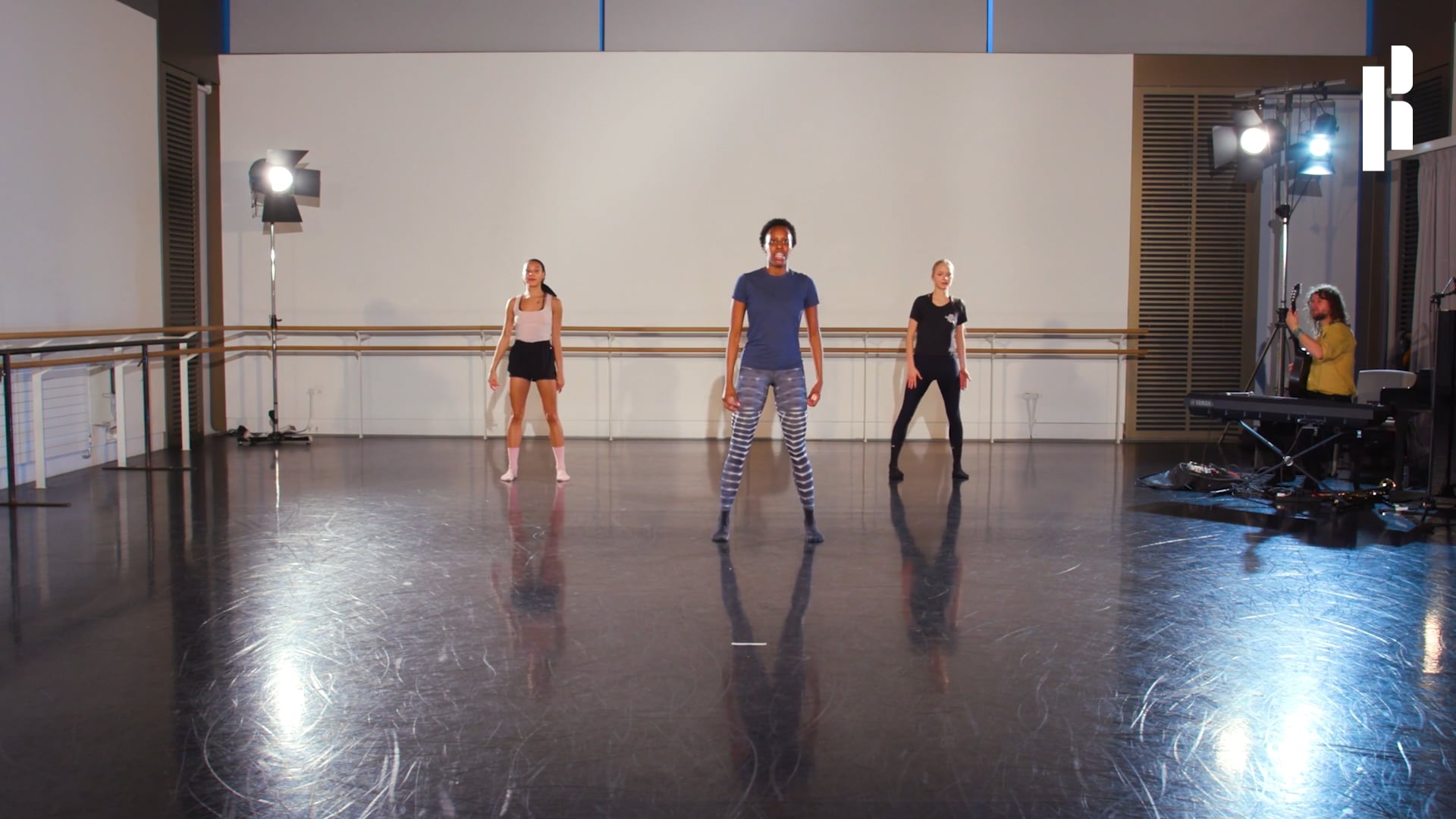 A group of dancers in a dance studio.