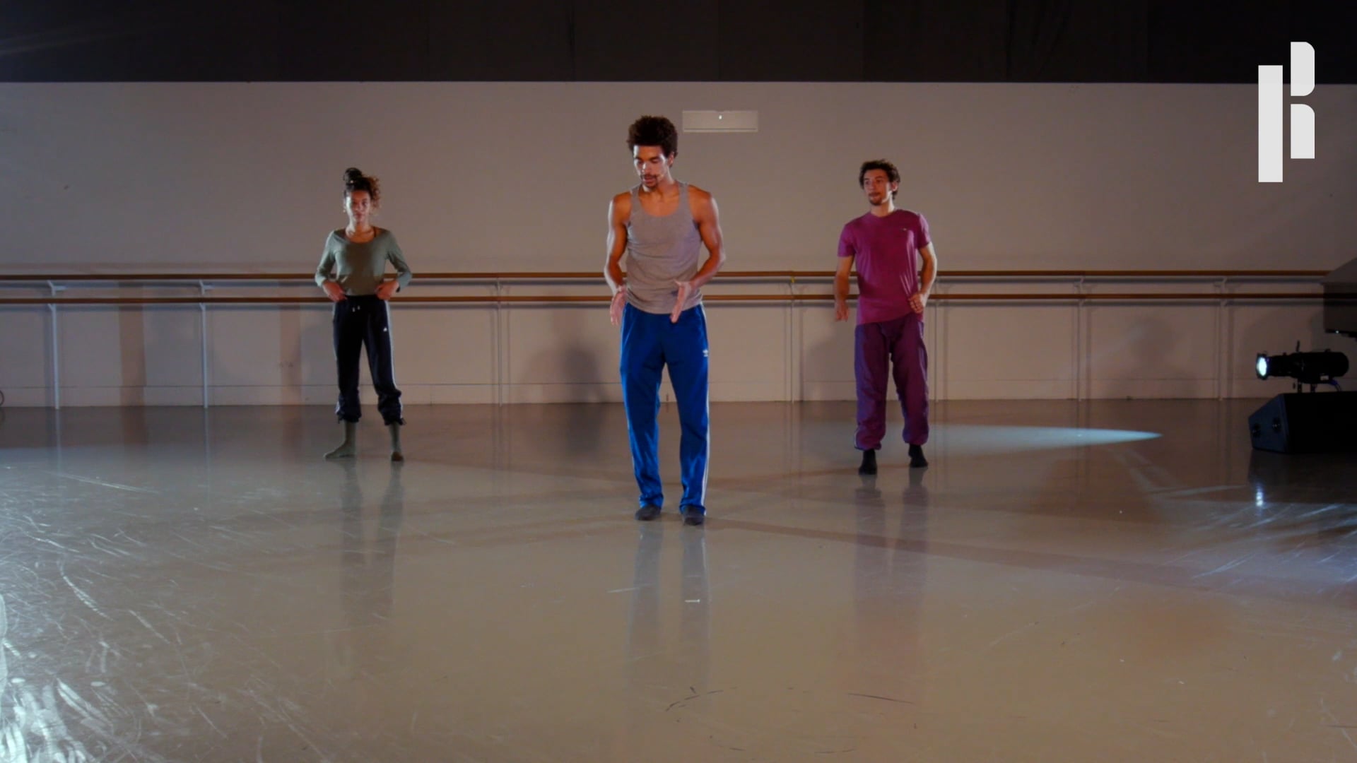 A group of dancers in a dance studio.