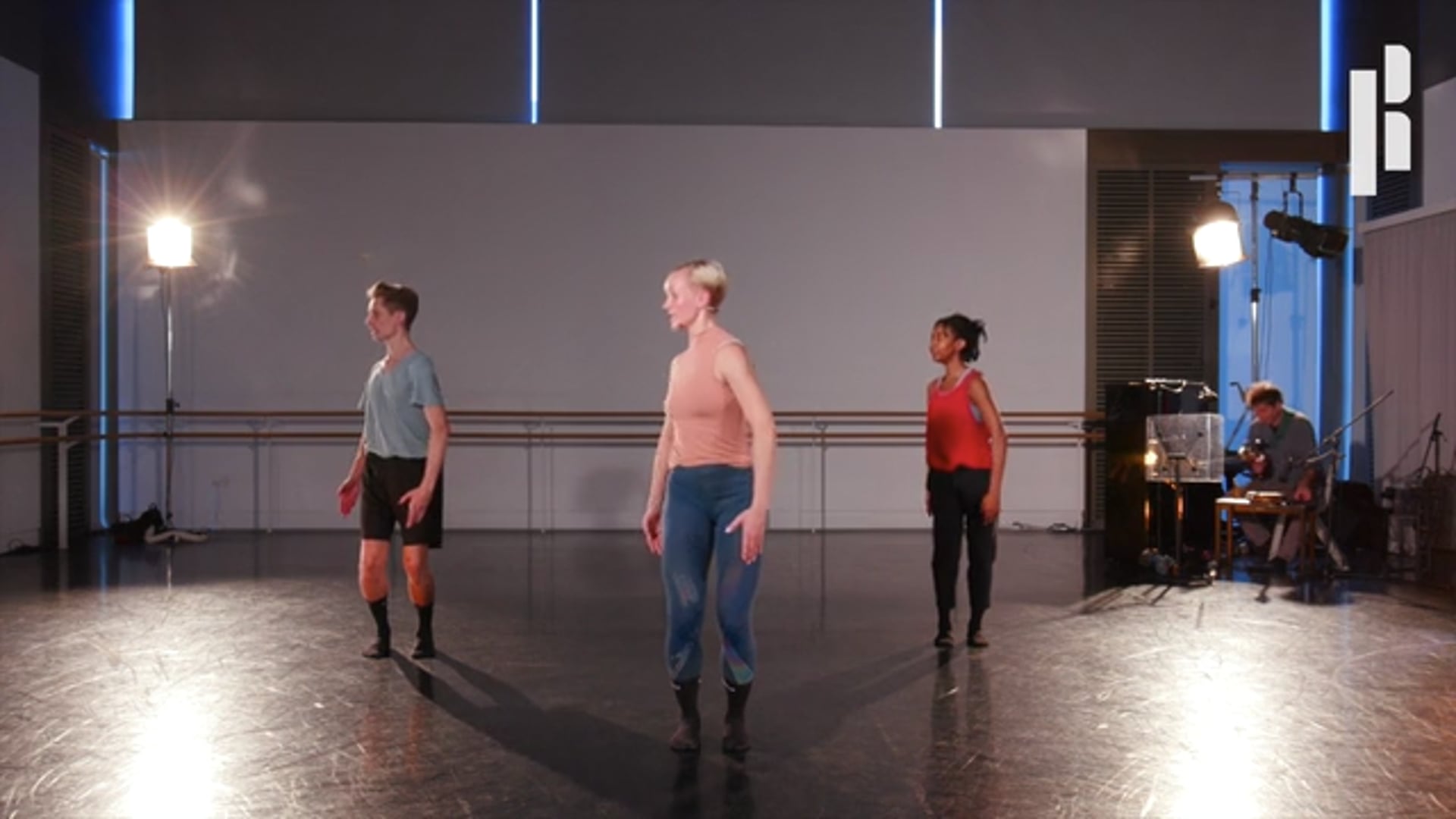 A group of dancers in a dance studio.