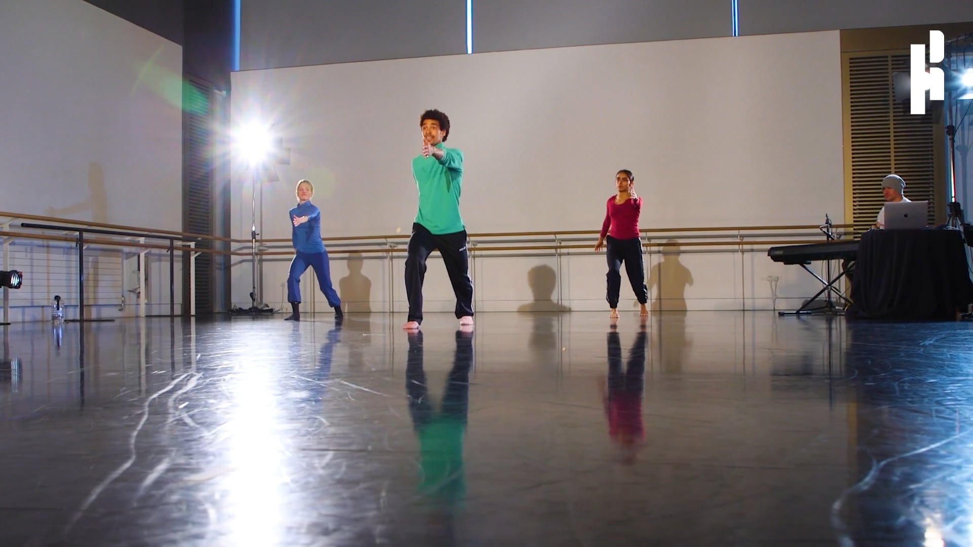 A group of dancers in a dance studio.