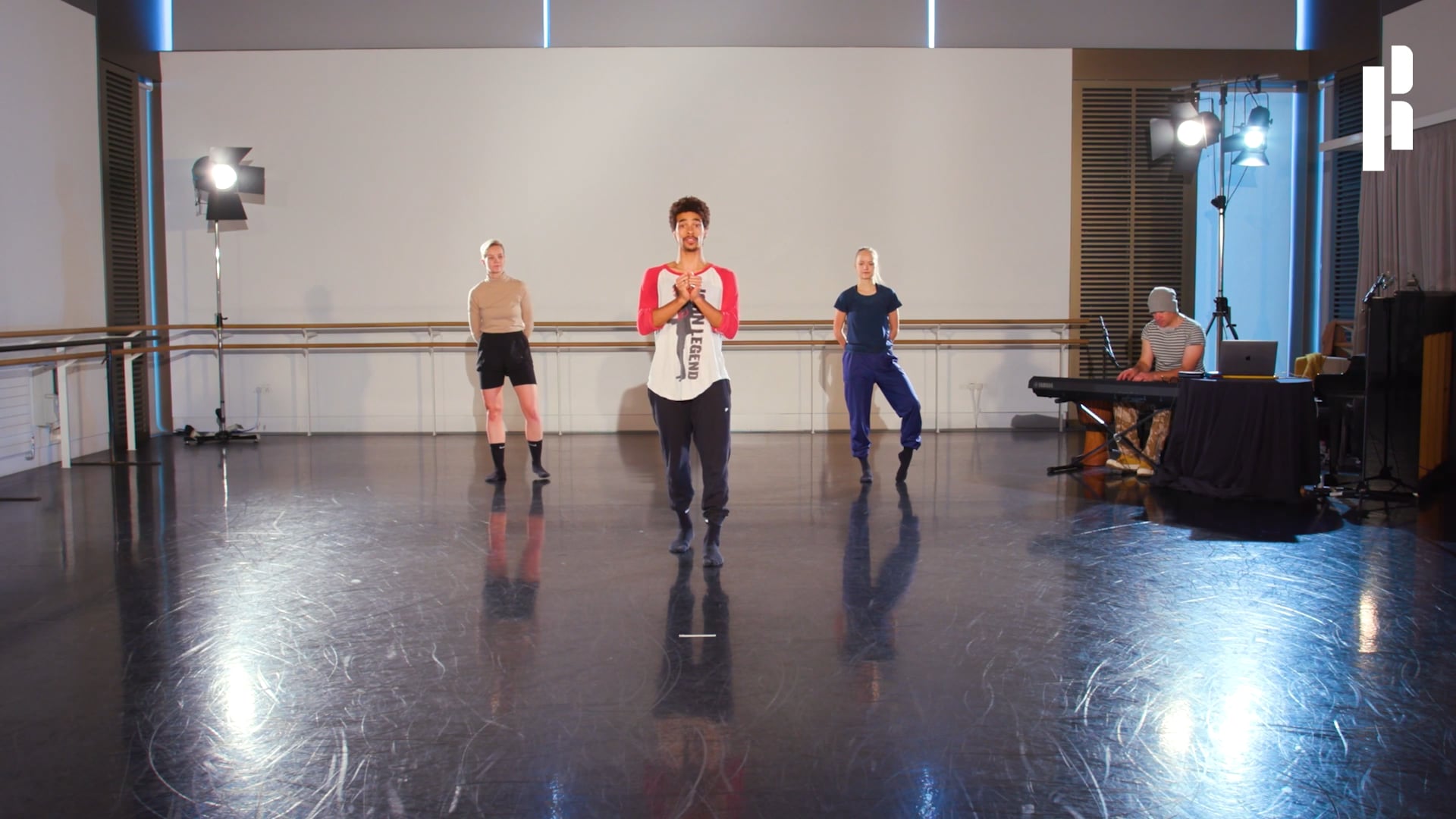 A group of dancers in a dance studio.