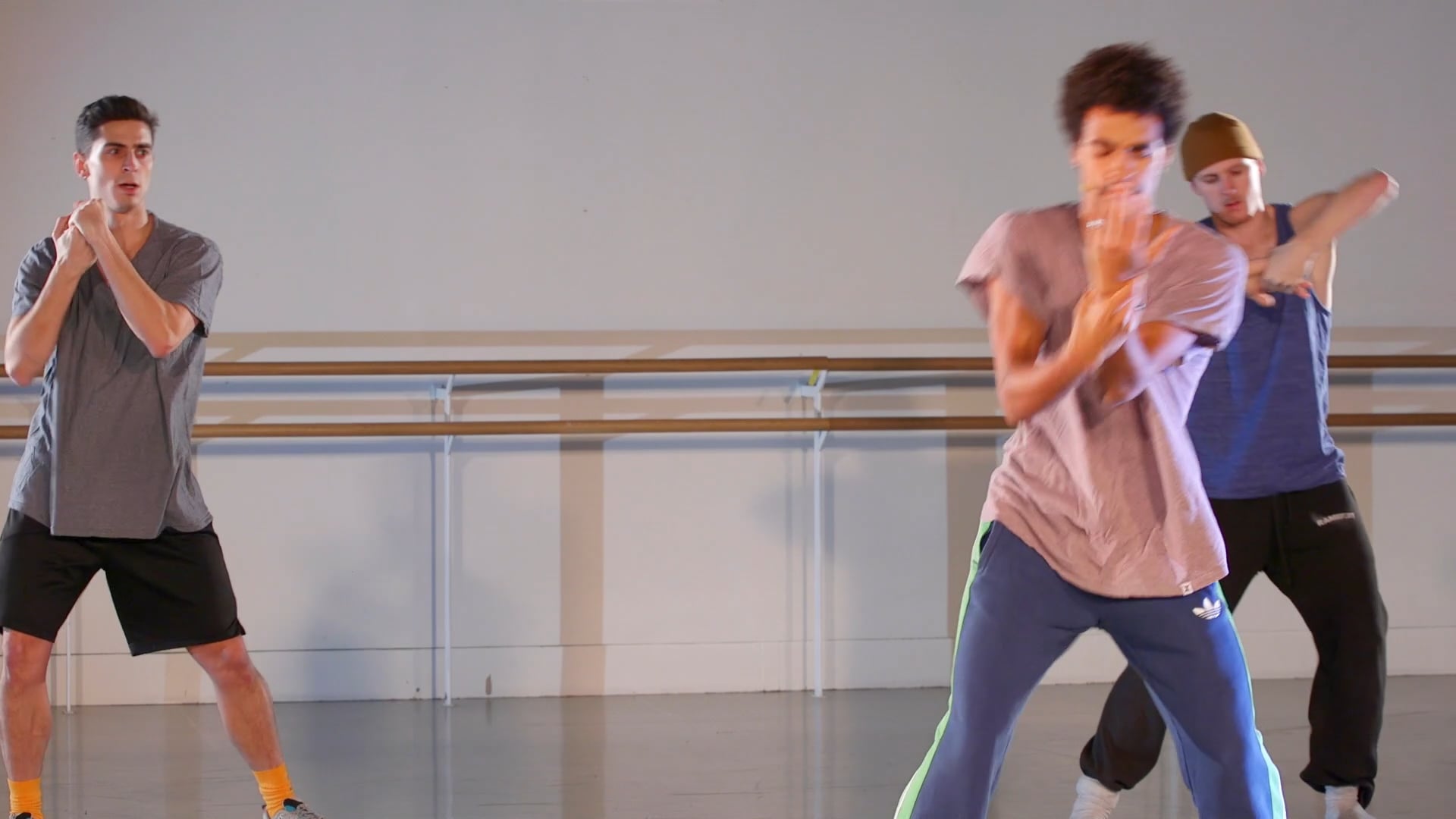 a group of people in a dance class.