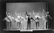Aurora's Wedding (Petipa, 1928): Frederick Ashton, Pearl Argyle, William Chappell, Andrée Howard, Rupert Doone, Alicia Markova, Antony Tudor, Prudence Hyman, Robert Stuart and Diana Gould at the Mercury Theatre. Photographer unknown. RDC/PD/01/0019/01
